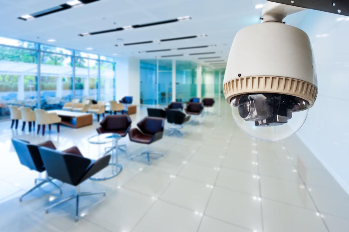 A surveillance camera in an office